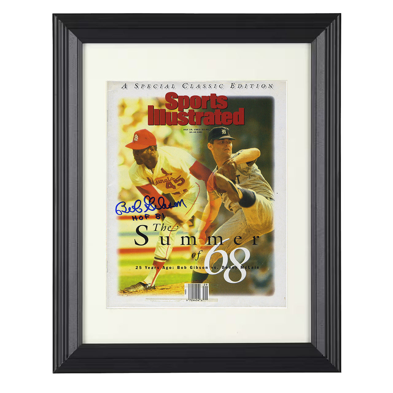 Bob Gibson and Denny McLain - Summer of 68 Duel SI Cover 1993 8x10 black beveled framed baseball wall art