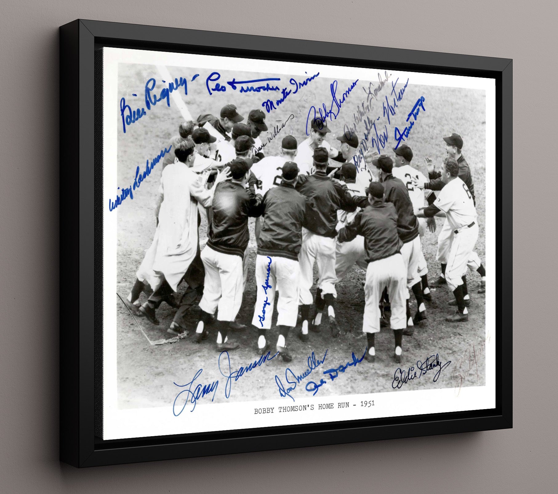 Bobby Thompson - Shot Heard Round the World Baseball Wall Art 16x20 Framed Canvas wall art print – Baseball Wall Art decor