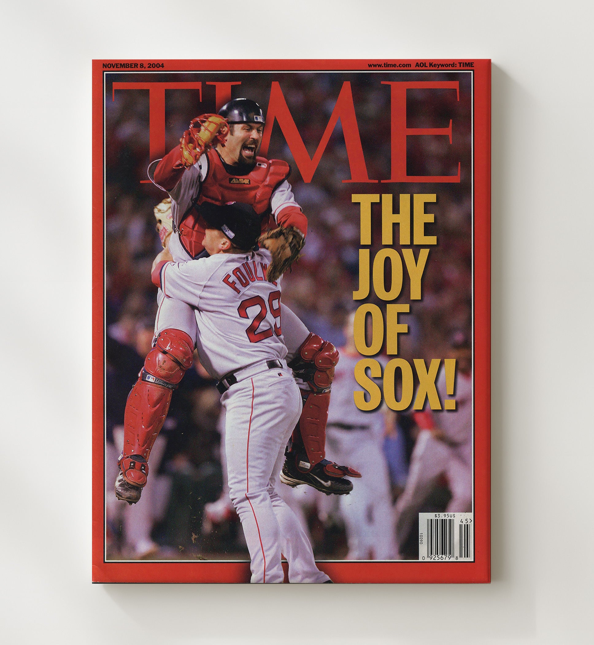 Boston Baseball - The Joy of Sox championship moment SI Cover 2004 Wall Art 20x24 Canvas wall art print – Baseball Wall Art decor