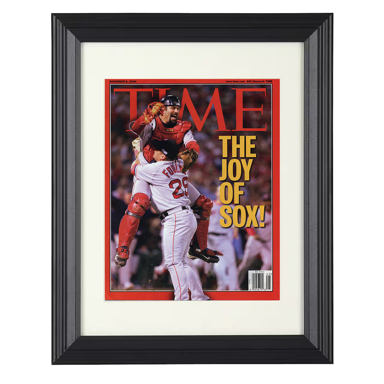 Boston Baseball - The Joy of Sox championship moment SI Cover 2004 8x10 black beveled framed baseball wall art