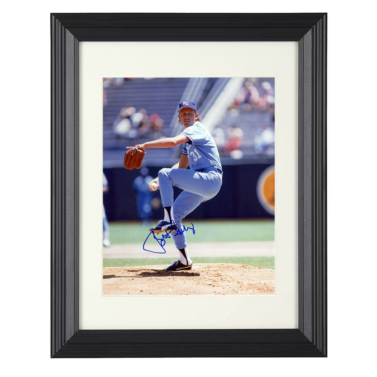 Bret Saberhagen - Royals Windup on the Mound 8x10 black beveled framed baseball wall art