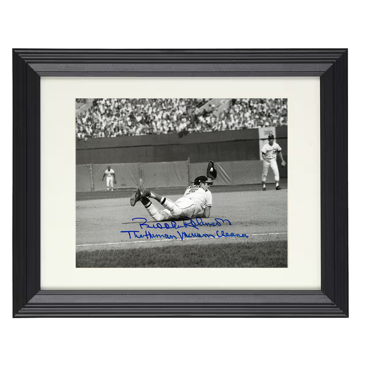Brooks Robinson - Classic Black and White 8x10 black beveled framed baseball wall art