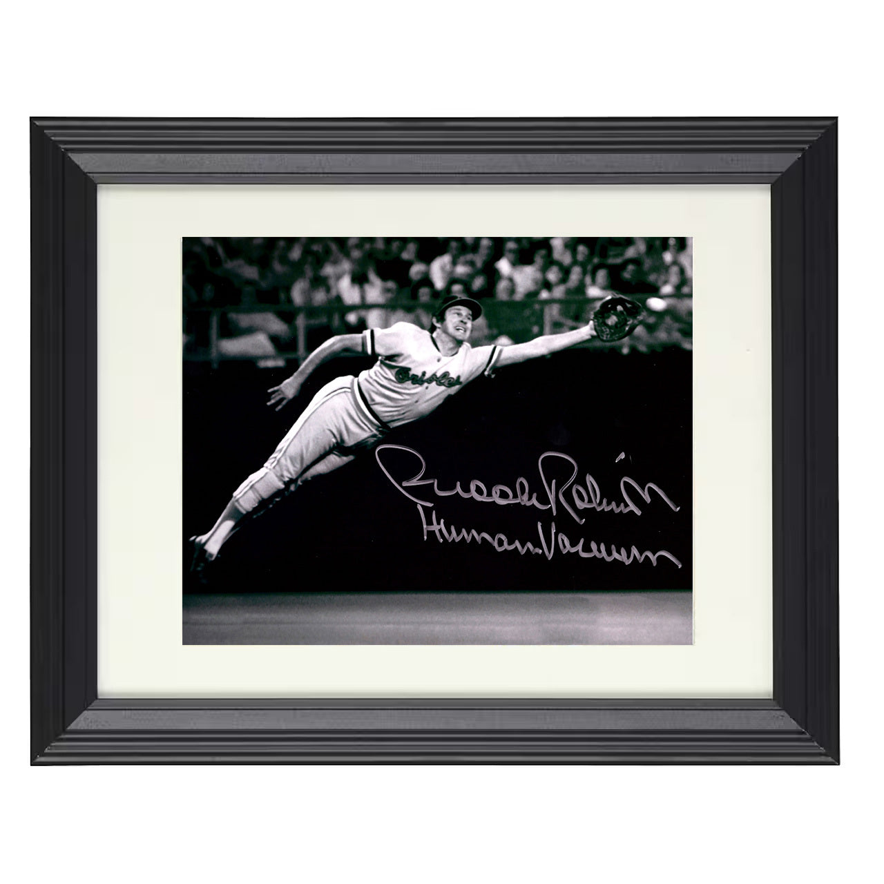 Brooks Robinson - Human Vacuum Diving Snag 8x10 black beveled framed baseball wall art