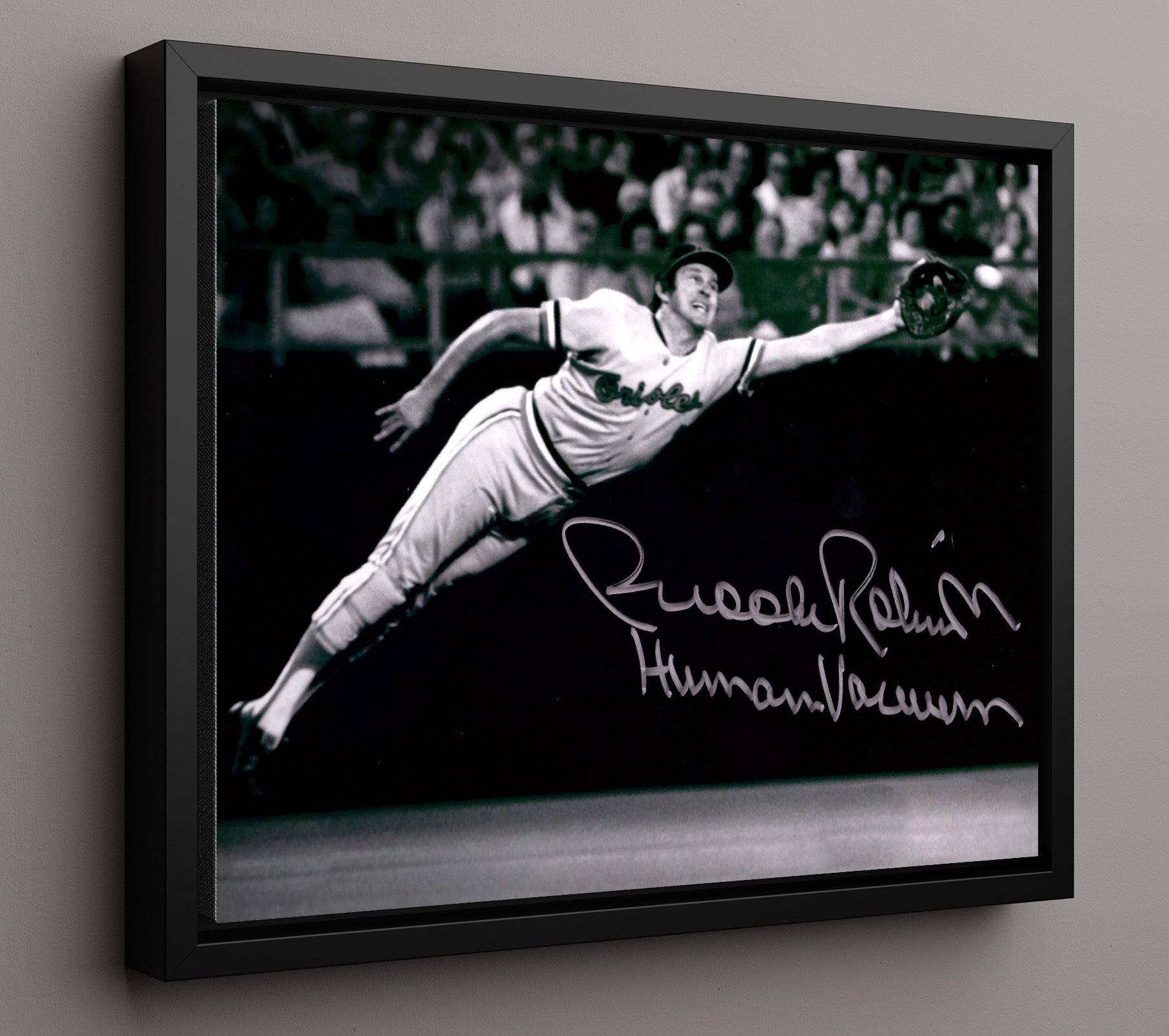 Brooks Robinson - Human Vacuum Diving Snag Baseball Wall Art 16x20 Framed Canvas wall art print – Baseball Wall Art decor