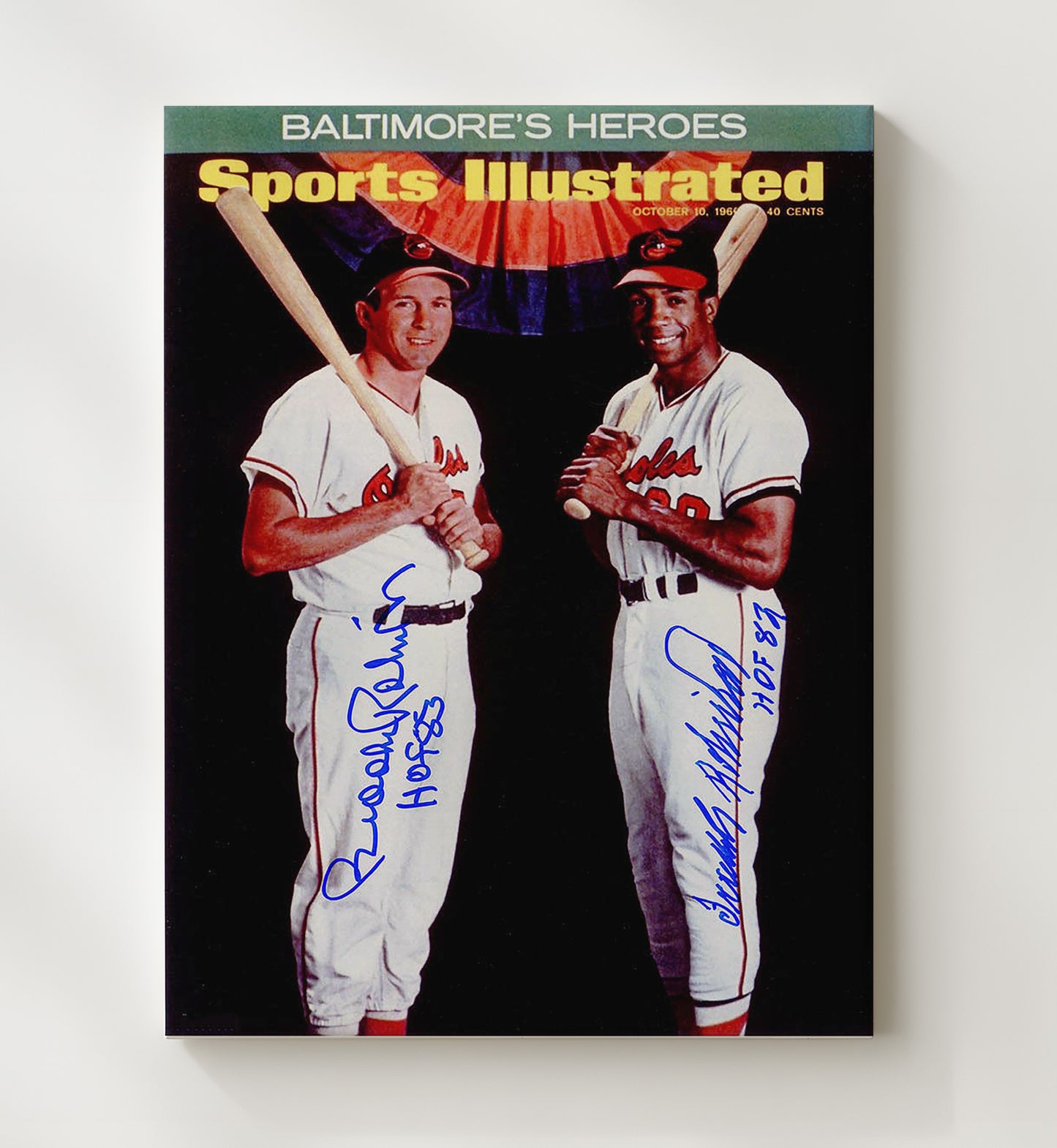 Brooks Robinson and Frank Robinson - Sports Illustrated Cover Signed Baseball Wall Art 20x24 Canvas wall art print – Baseball Wall Art decor