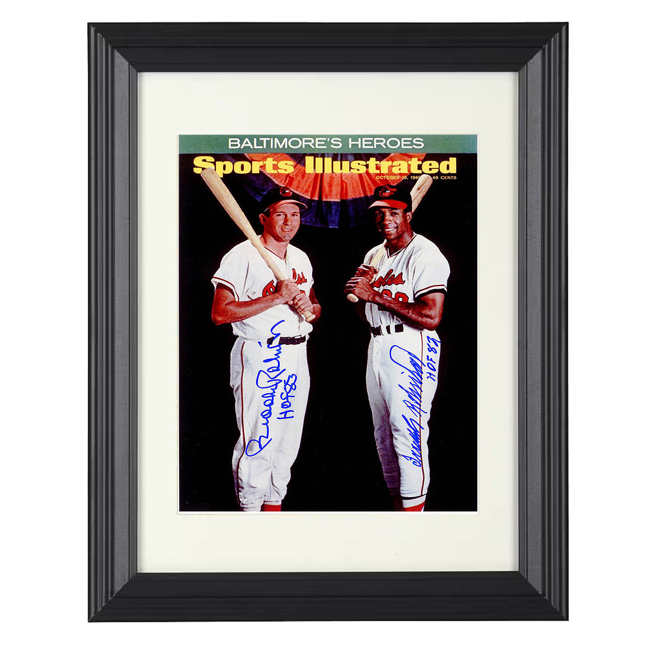 Brooks Robinson and Frank Robinson - Sports Illustrated Cover Signed 8x10 black beveled framed baseball wall art