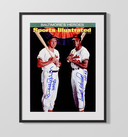 Brooks Robinson and Frank Robinson - Sports Illustrated Cover Signed 8x10 Canvas baseball wall art