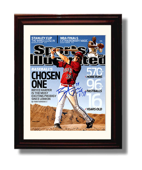 Bryce Harper - 2009 The Chosen One SI Cover Action Baseball Wall Art 8x10 Beveled Frame wall art print – Baseball Wall Art decor
