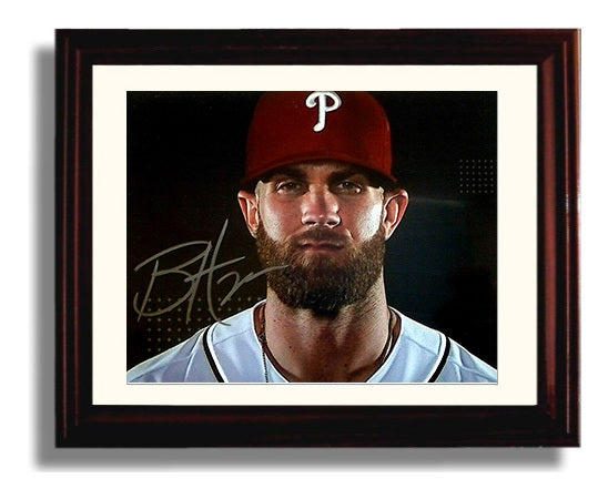 Bryce Harper - Intense Landscape Baseball Wall Art 8x10 Beveled Frame wall art print – Baseball Wall Art decor