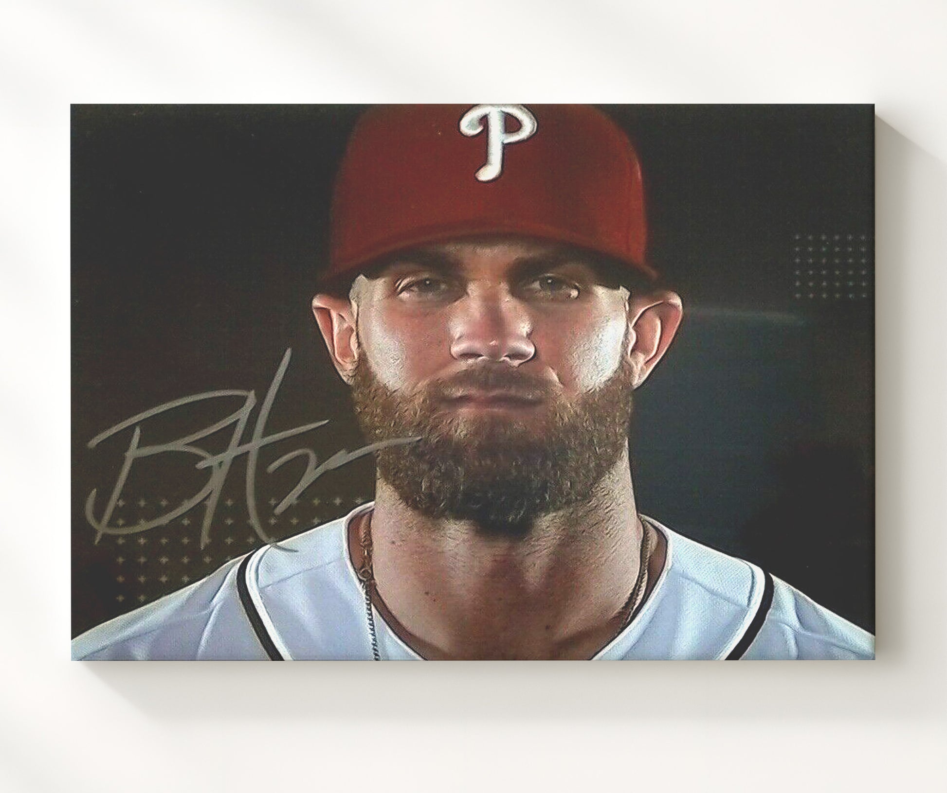 Bryce Harper - Intense Landscape Baseball Wall Art 20x24 Canvas wall art print – Baseball Wall Art decor