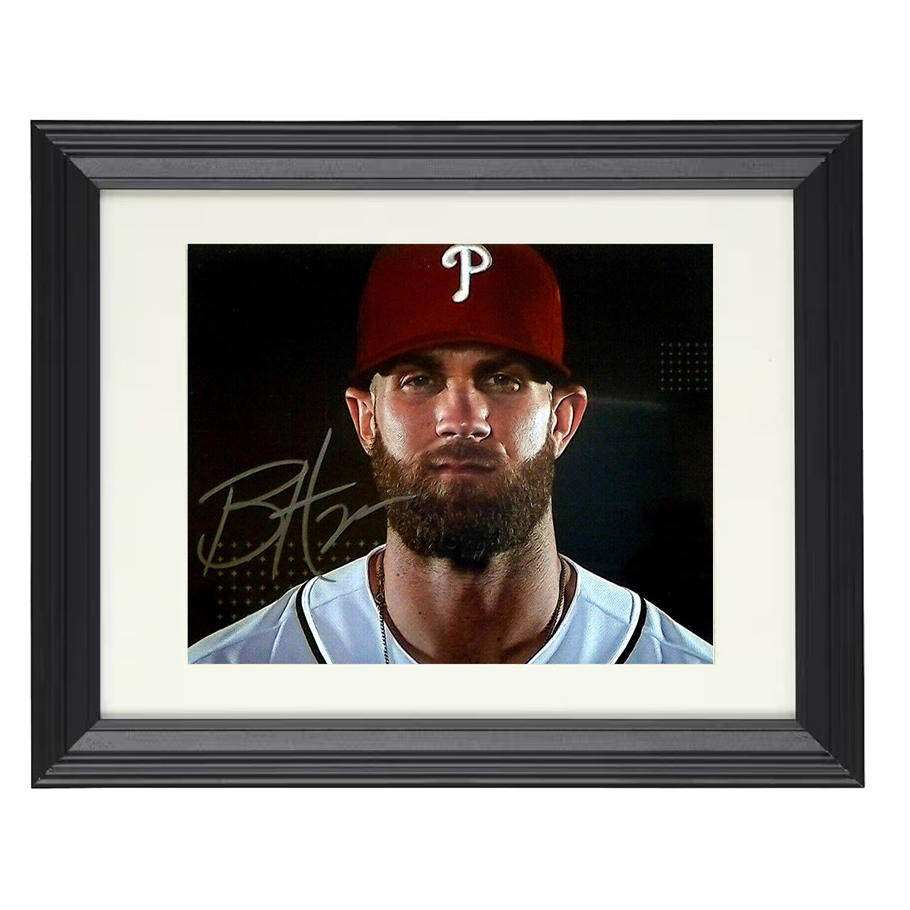 Bryce Harper - Intense Landscape 8x10 black beveled framed baseball wall art