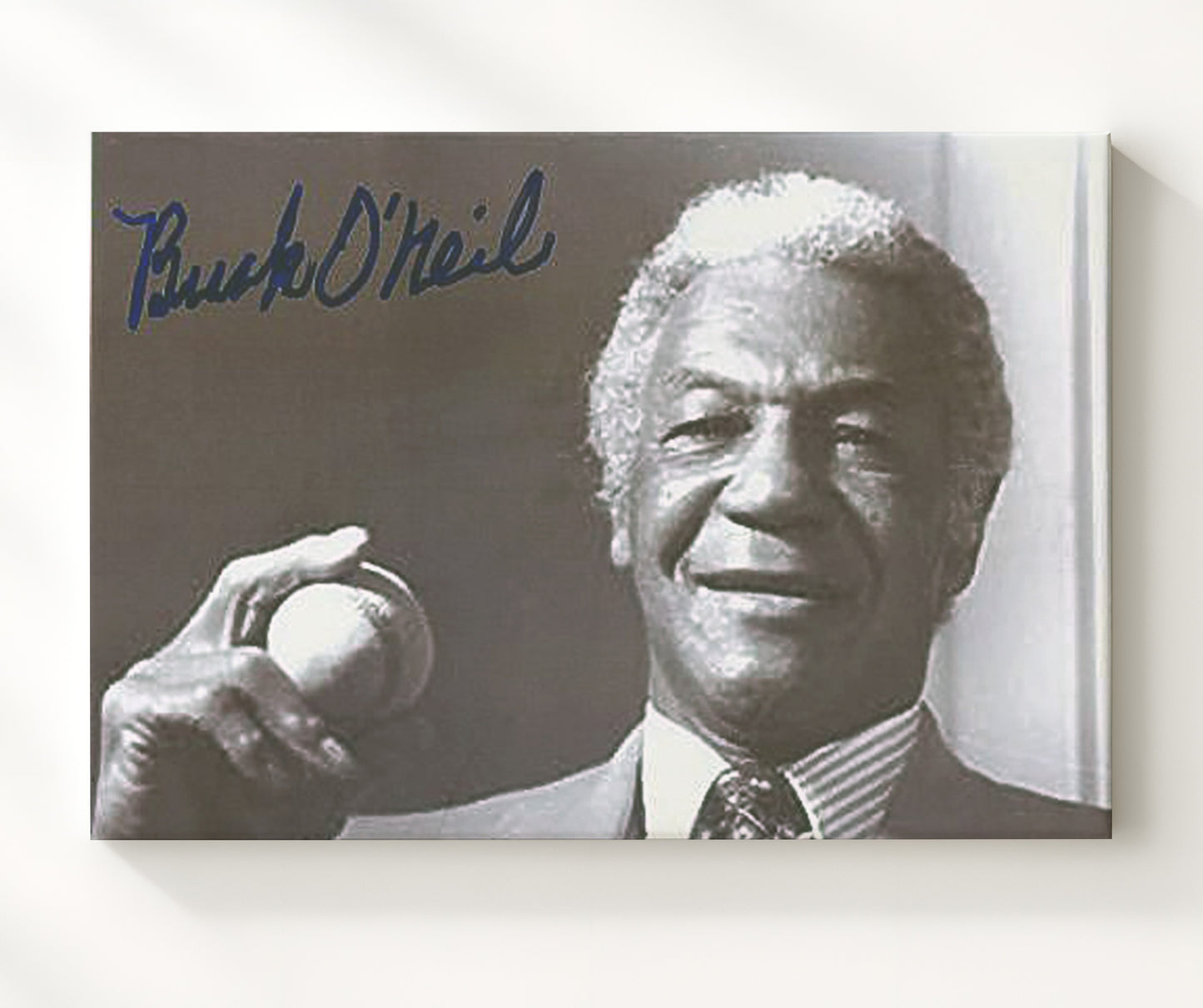 Buck ONeil - Dugout Smile Baseball Wall Art 20x24 Canvas wall art print – Baseball Wall Art decor