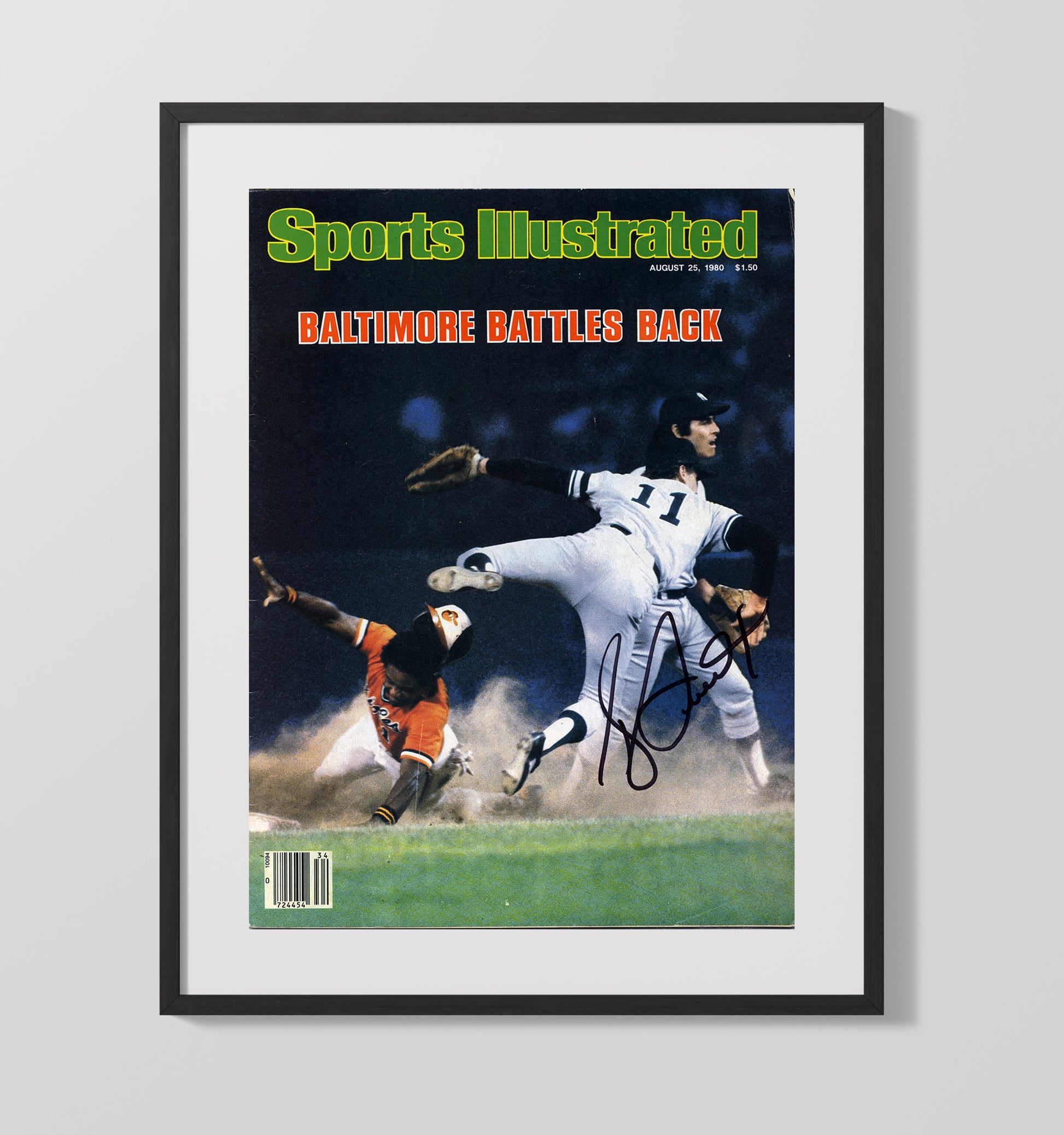 Bucky Dent - 1980 SI Cover Baltimore Battles Back Baseball Wall Art 16x20 Gallery Frame wall art print – Baseball Wall Art decor