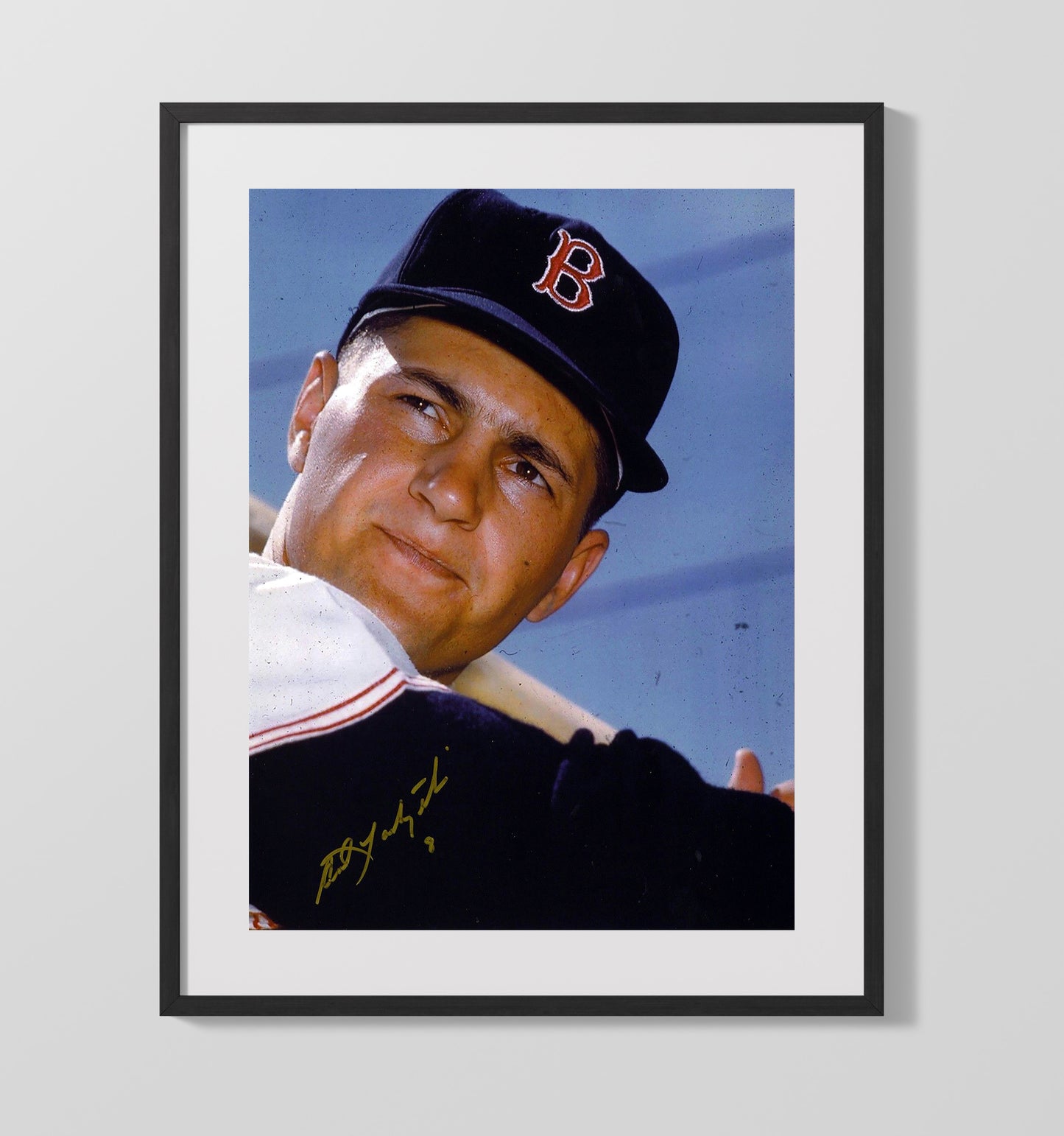 Carl Yastrzemski - Batting Portrait with Red Sox Cap Baseball Wall Art 16x20 Gallery Frame wall art print – Baseball Wall Art decor