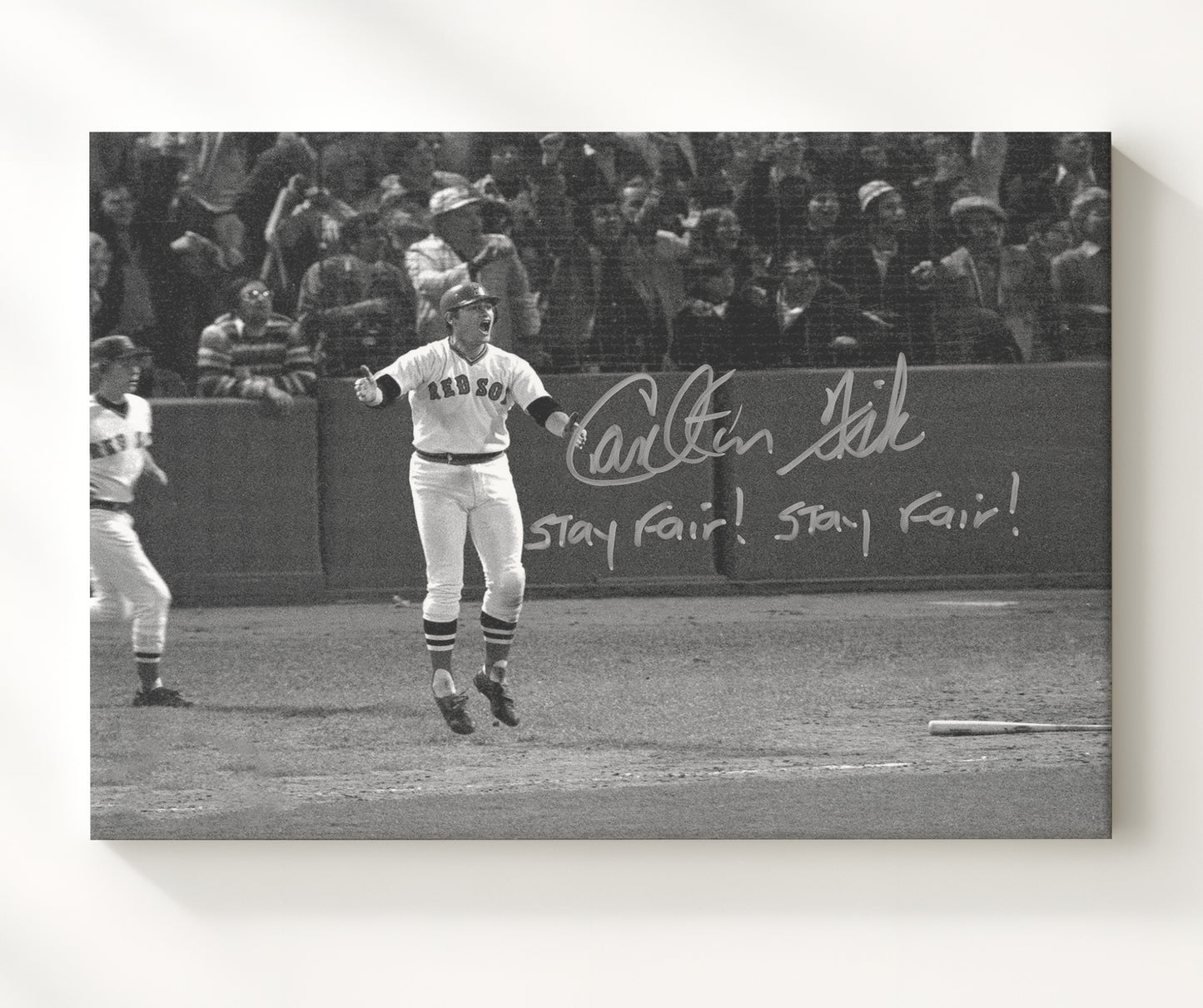 Carlton Fisk - Fenway Stay Fair Moment Baseball Wall Art 20x24 Canvas wall art print – Baseball Wall Art decor