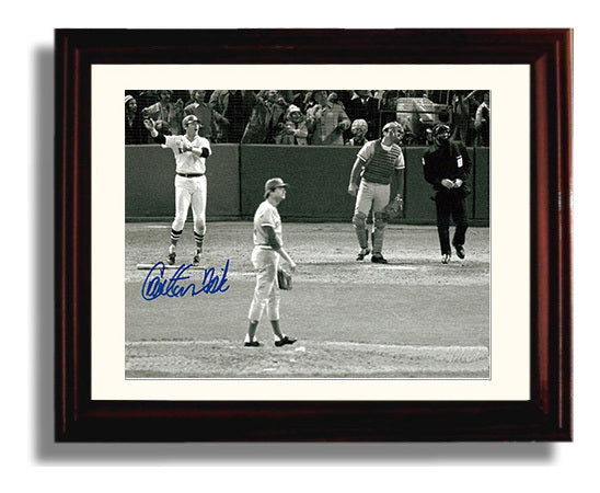Carlton Fisk - Iconic Stay Fair Home Run Baseball Wall Art 8x10 Beveled Frame wall art print – Baseball Wall Art decor