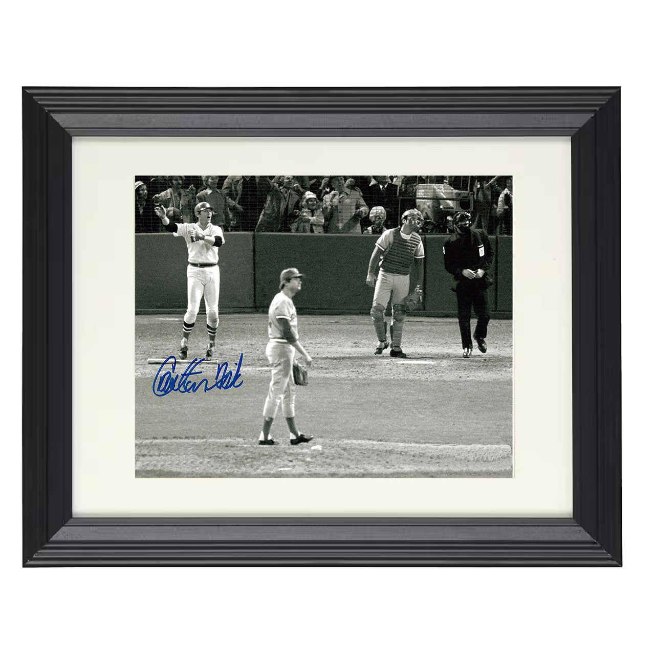 Carlton Fisk - Iconic Stay Fair Home Run 8x10 black beveled framed baseball wall art