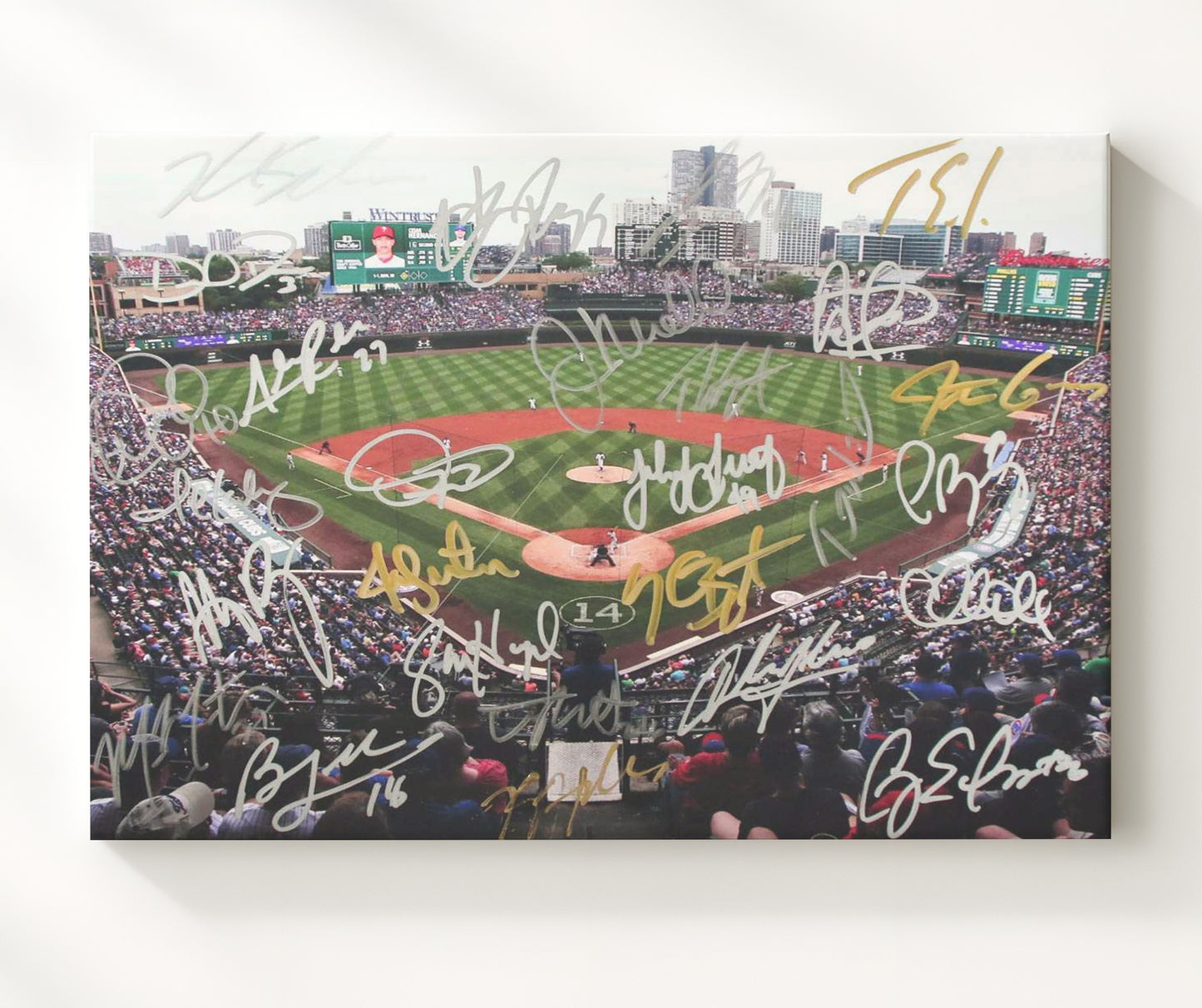 Chicago Cubs - 2016 Team Autograph Panorama Baseball Wall Art 20x24 Canvas wall art print – Baseball Wall Art decor