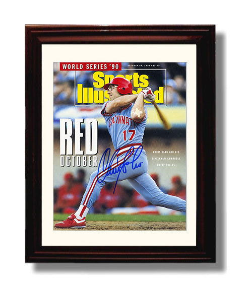 Chris Sabo - Red October Swing SI Cover 1990 Baseball Wall Art 8x10 Beveled Frame wall art print – Baseball Wall Art decor