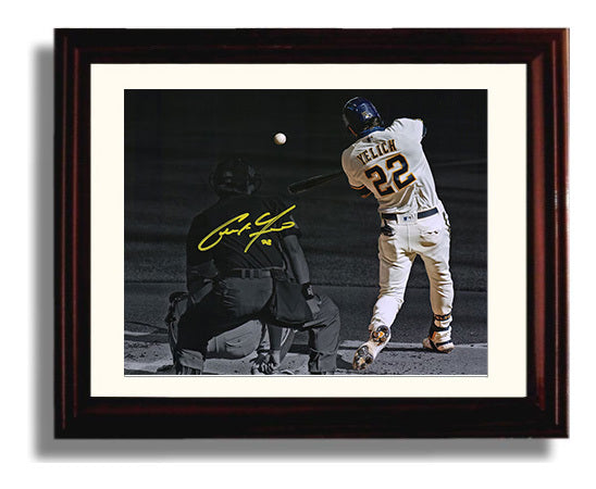 Christian Yelich - Brew Crew Swing Baseball Wall Art 8x10 Beveled Frame wall art print – Baseball Wall Art decor