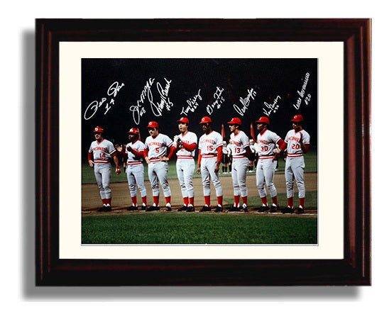 Cincinnati Baseball - Big Red Machine Lineup Wall Art 8x10 Beveled Frame wall art print – Baseball Wall Art decor