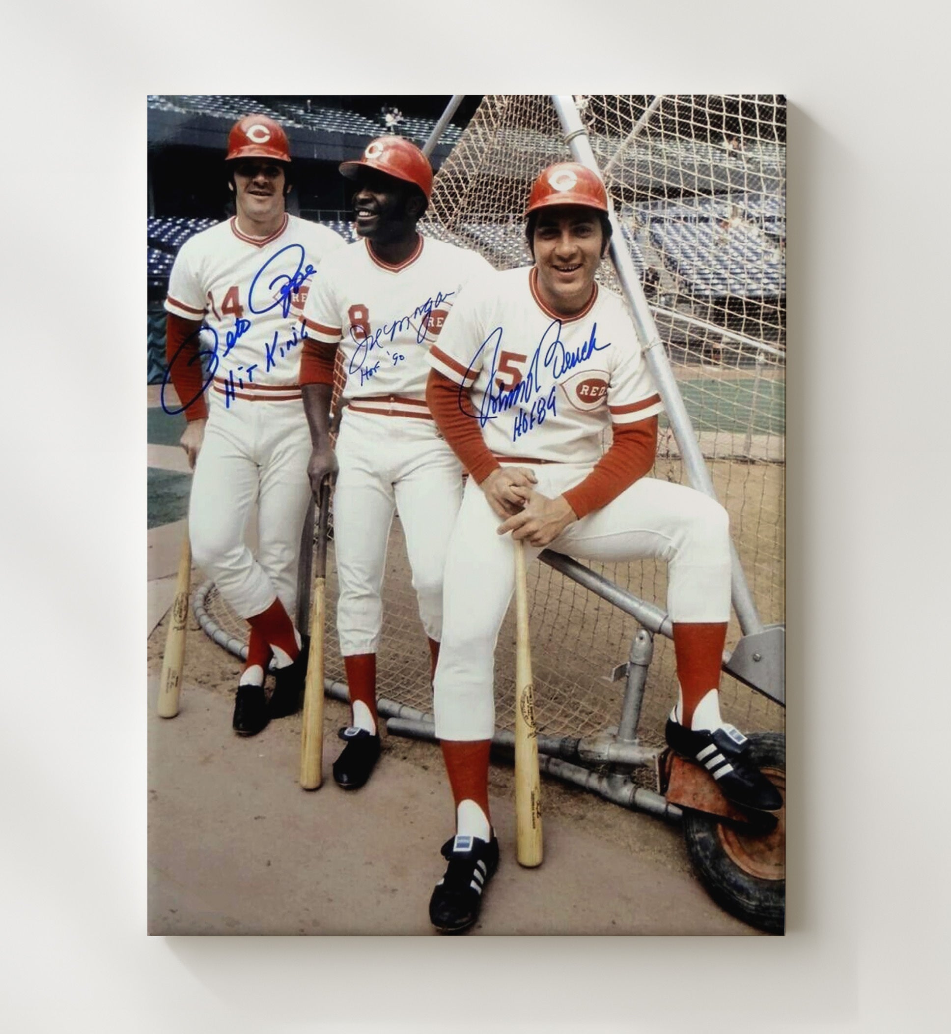Cincinnati Legends Big Red Machine Trio Spotlight Baseball Wall Art 20x24 Canvas wall art print – Baseball Wall Art decor