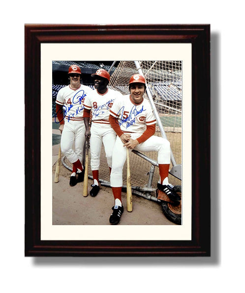 Cincinnati Legends Big Red Machine Trio Spotlight Baseball Wall Art 8x10 Beveled Frame wall art print – Baseball Wall Art decor