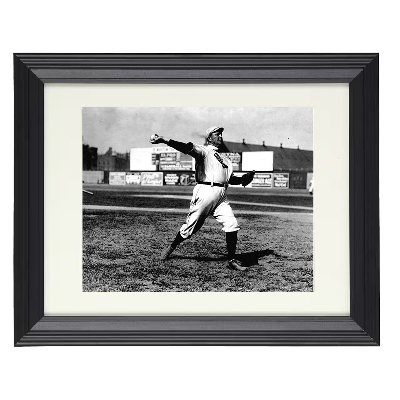 Cy Young - Vintage Pitching Landscape 8x10 black beveled framed baseball wall art