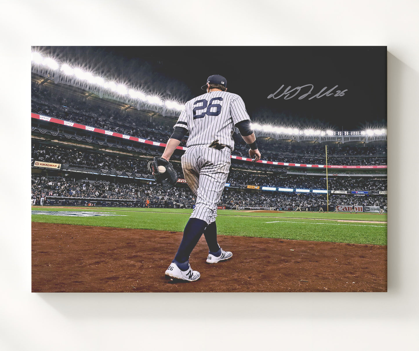 DJ LeMahieu - Signed Game Action Baseball Wall Art 20x24 Canvas wall art print – Baseball Wall Art decor