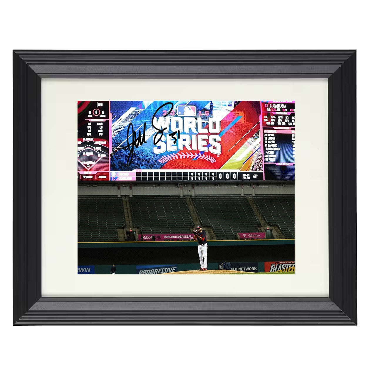 Danny Salazar - Series Scoreboard Backdrop 8x10 black beveled framed baseball wall art