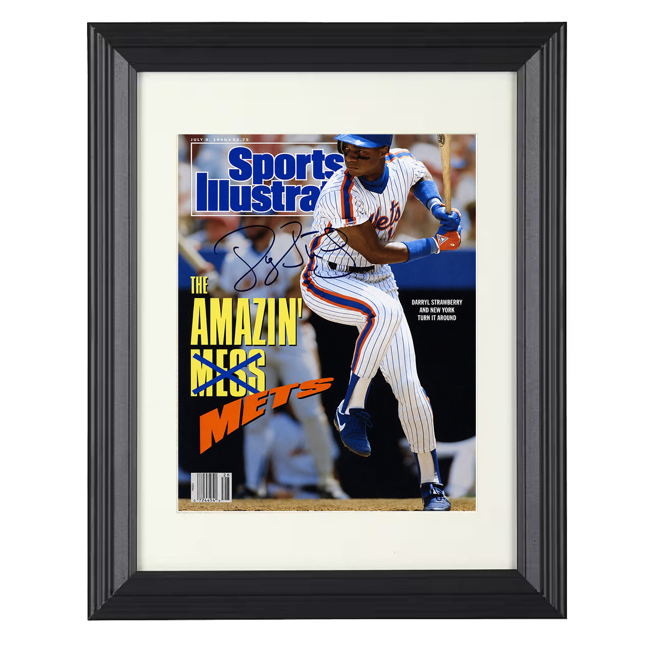 Darryl Strawberry - New York Baseball 1990 SI Cover 8x10 black beveled framed baseball wall art