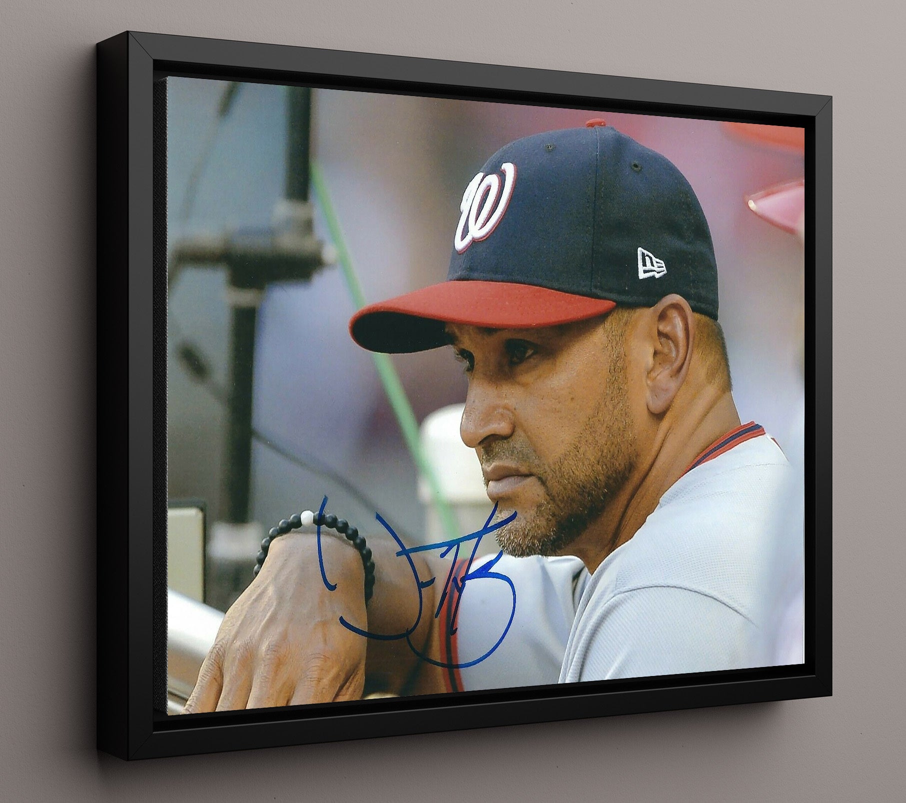 Dave Martinez - Dugout Landscape Baseball Wall Art 16x20 Framed Canvas wall art print – Baseball Wall Art decor