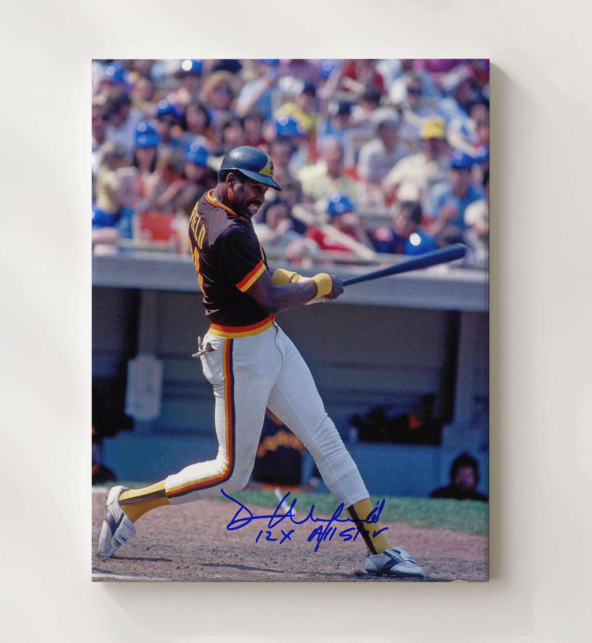 Dave Winfield - Padres Power Swing Signed Baseball Wall Art 20x24 Canvas wall art print – Baseball Wall Art decor