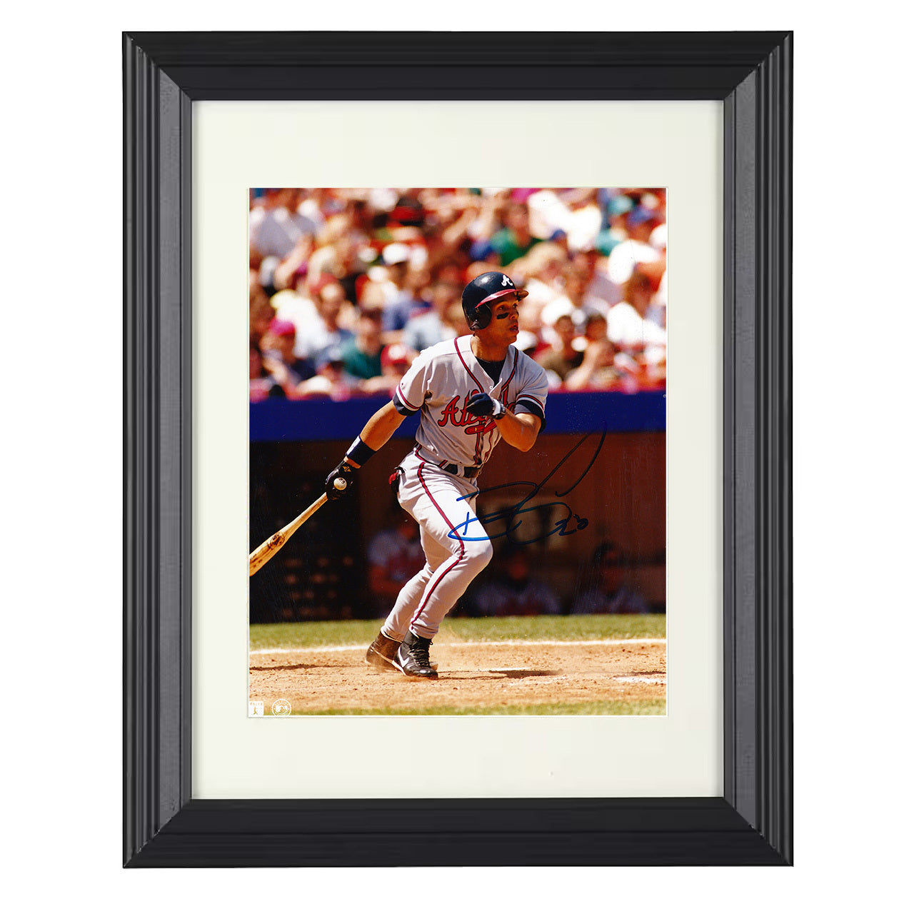 David Justice - Braves Follow Through Signed 8x10 black beveled framed baseball wall art