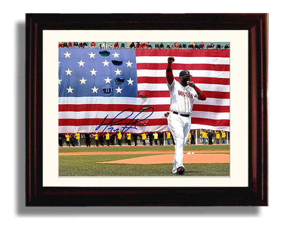 David Ortiz - American Flag Ceremony Baseball Wall Art 8x10 Beveled Frame wall art print – Baseball Wall Art decor