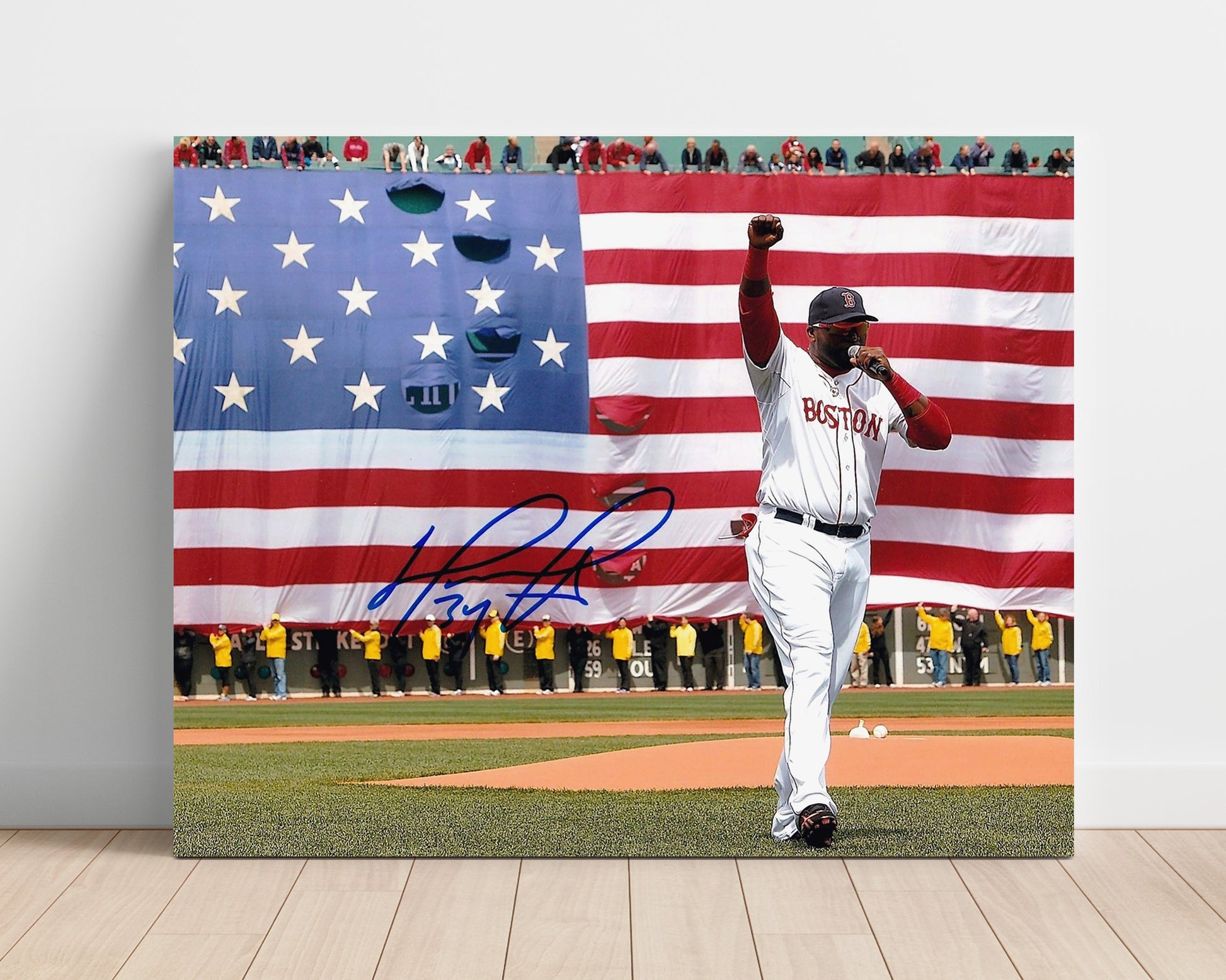David Ortiz - American Flag Ceremony Baseball Wall Art 16x20 Unframed Print wall art print – Baseball Wall Art decor
