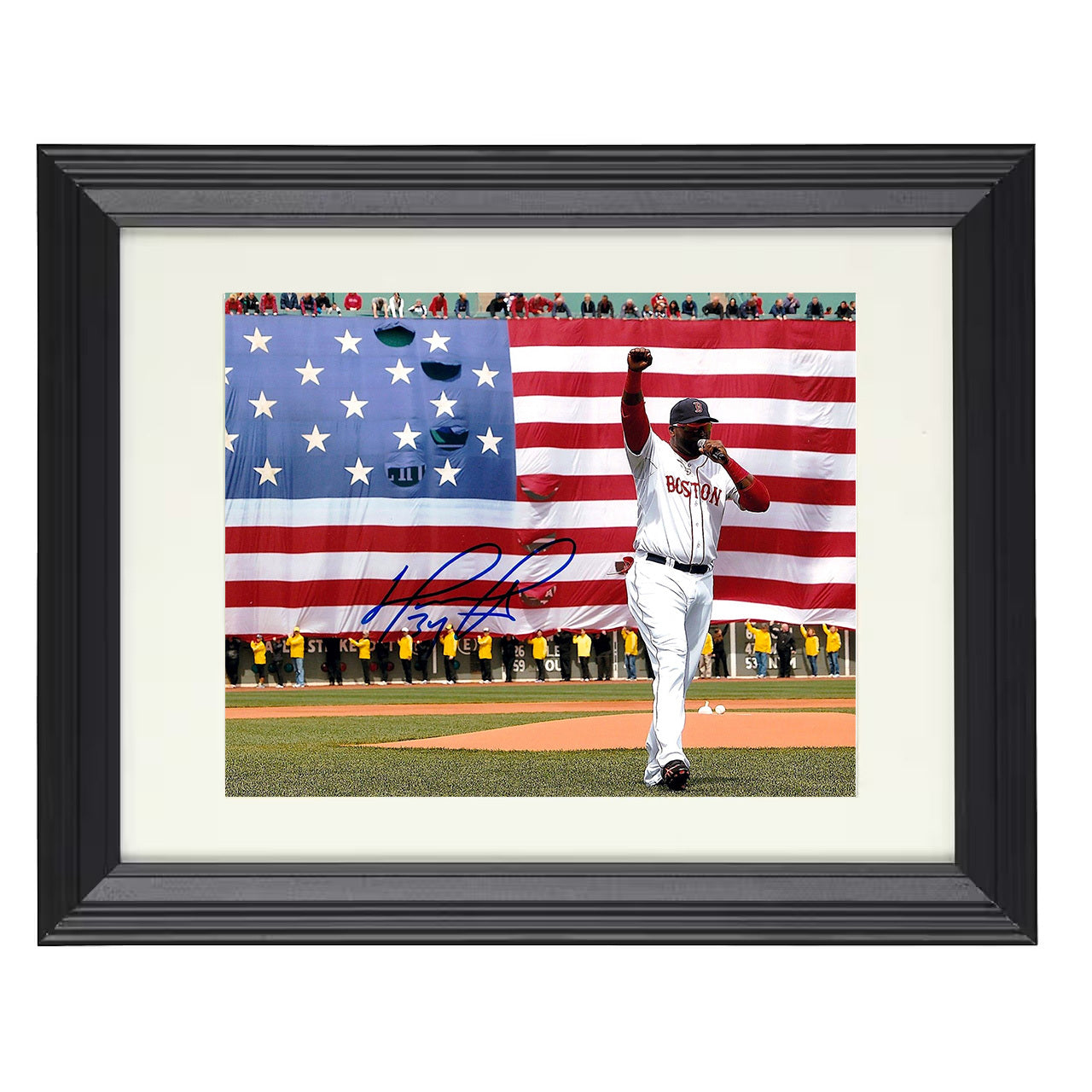David Ortiz - American Flag Ceremony 8x10 black beveled framed baseball wall art