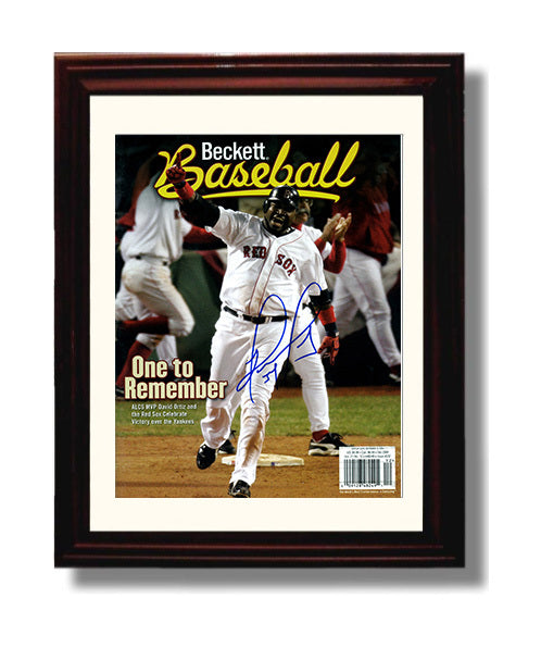 David Ortiz - Boston Baseball ALCS Celebration 2004 Beckett Cover Wall Art 8x10 Beveled Frame wall art print – Baseball Wall Art decor