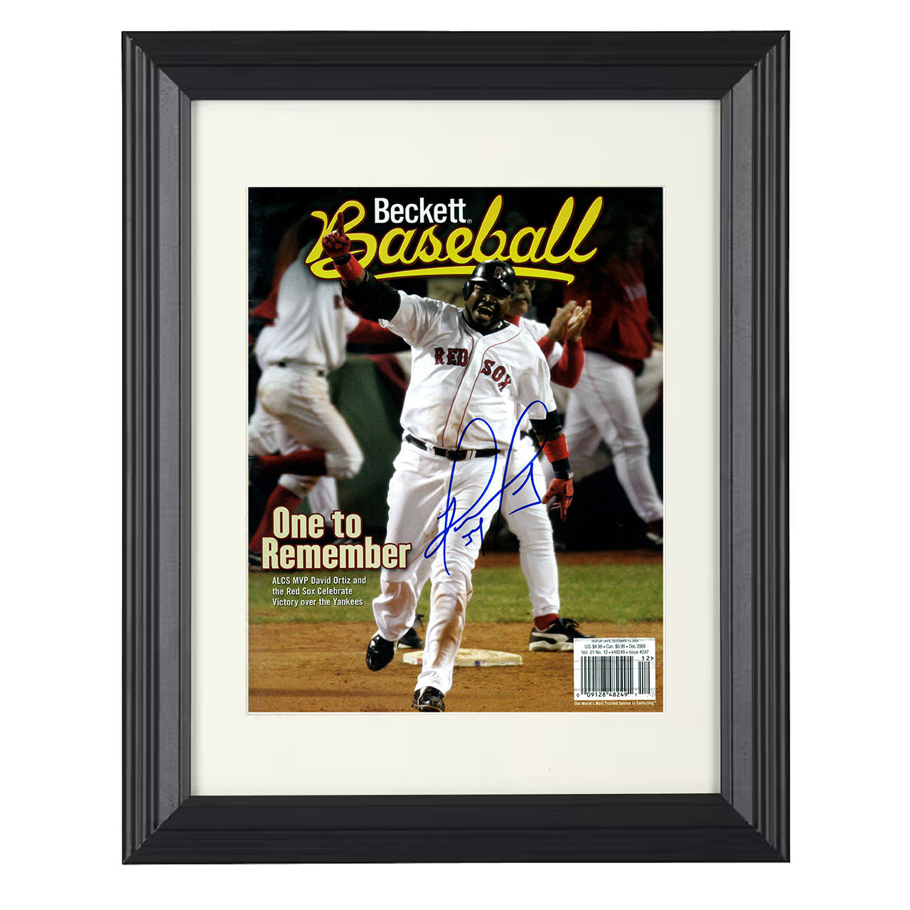 David Ortiz - Boston Baseball ALCS Celebration 2004 Beckett Cover 8x10 black beveled framed baseball wall art