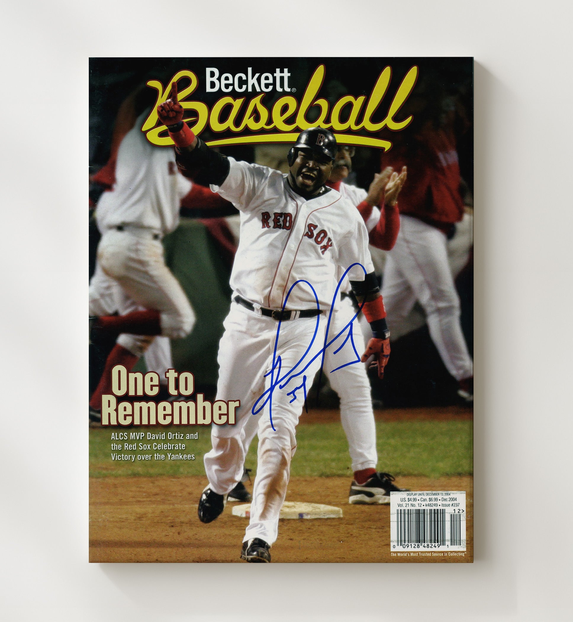 David Ortiz - Boston Baseball ALCS Celebration 2004 Beckett Cover Wall Art 20x24 Canvas wall art print – Baseball Wall Art decor