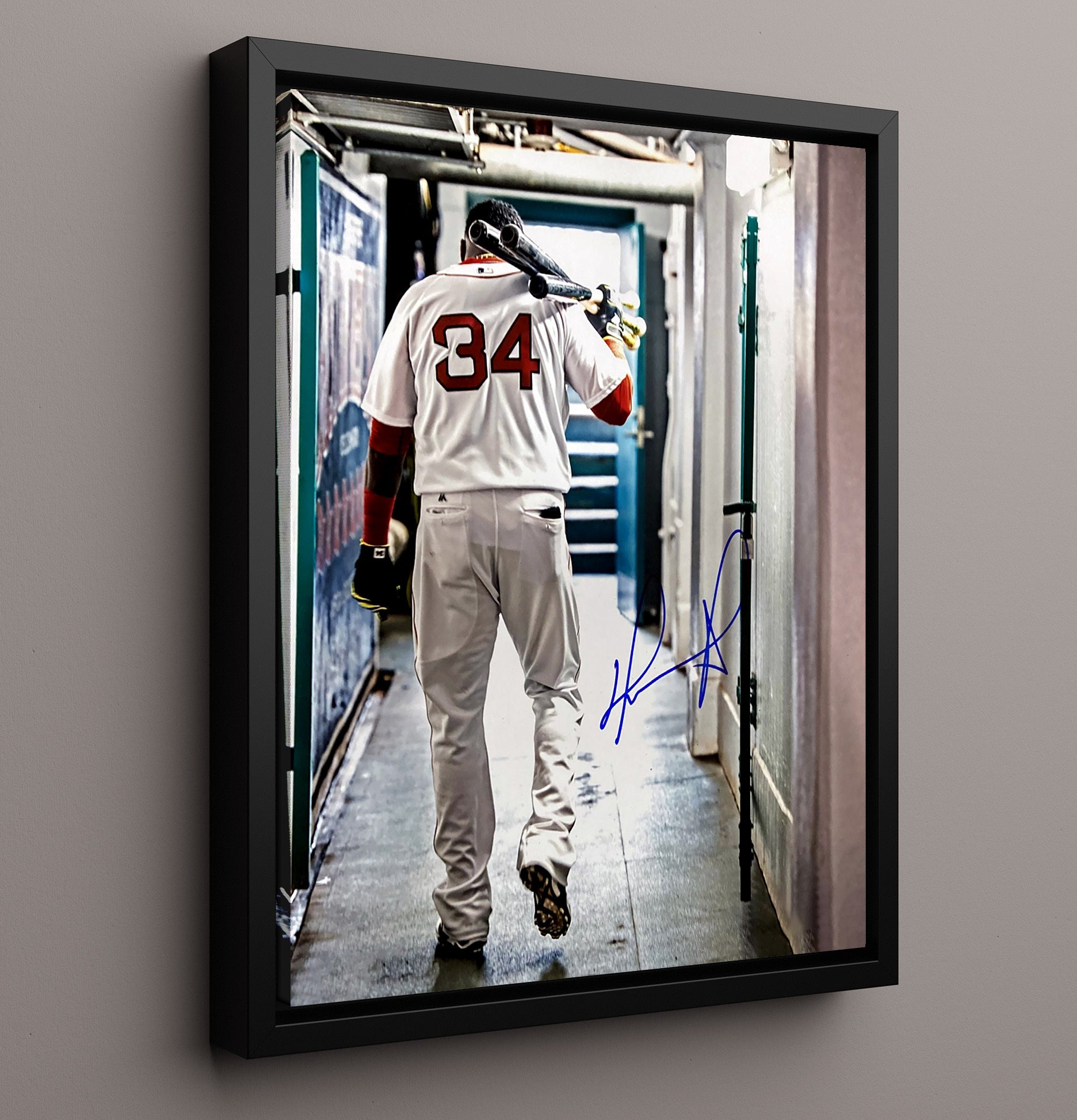 David Ortiz - Boston Baseball Farewell Era Slugger Wall Art 16x20 Framed Canvas wall art print – Baseball Wall Art decor
