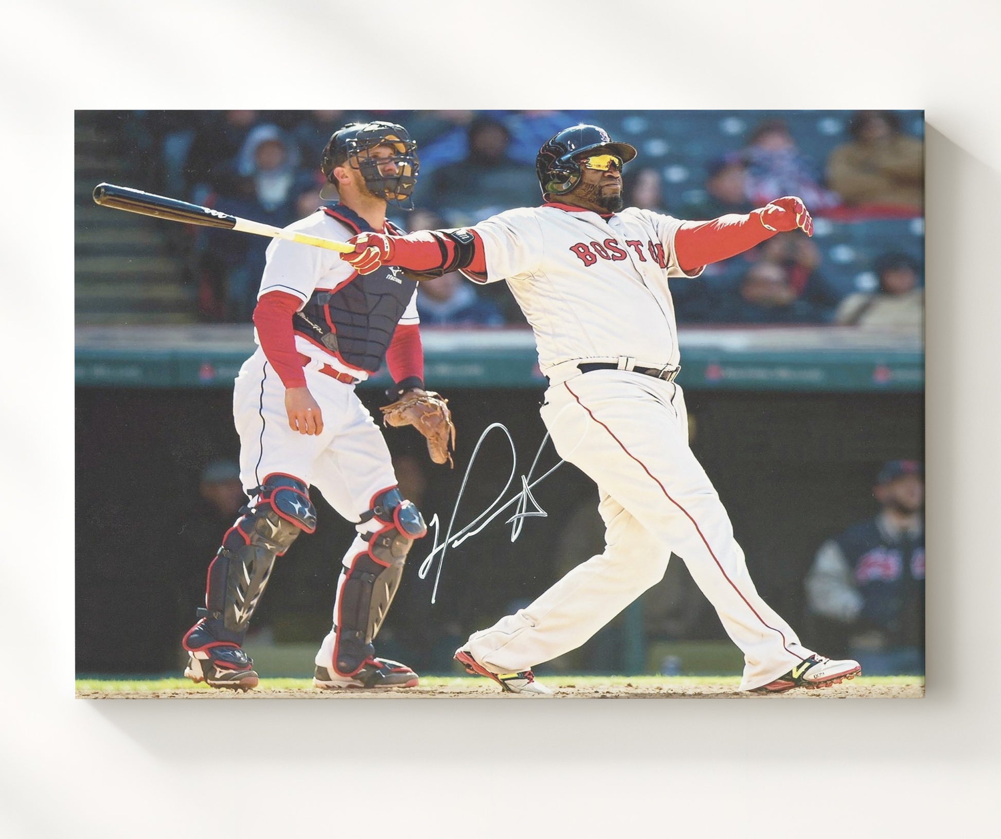 David Ortiz - Home Run Follow Through Baseball Wall Art 20x24 Canvas wall art print – Baseball Wall Art decor