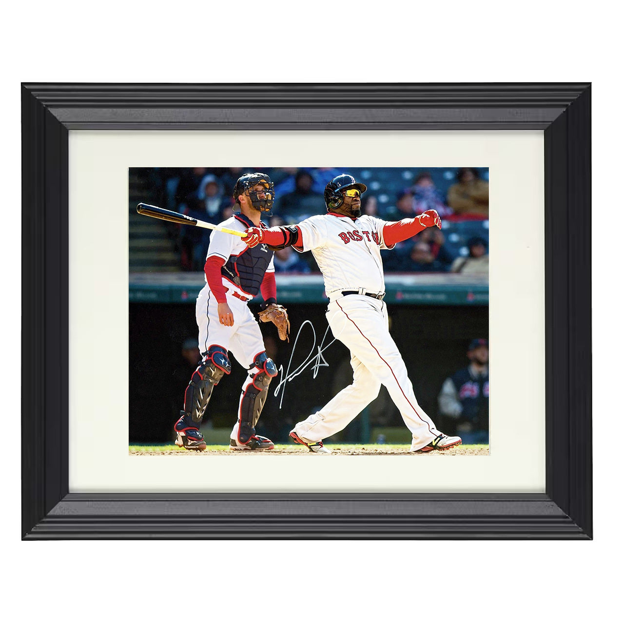 David Ortiz - Home Run Follow Through 8x10 black beveled framed baseball wall art