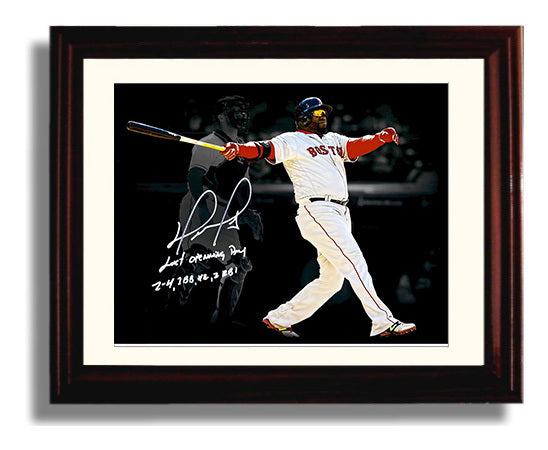 David Ortiz - Last Opening Day Swing Baseball Wall Art 8x10 Beveled Frame wall art print – Baseball Wall Art decor