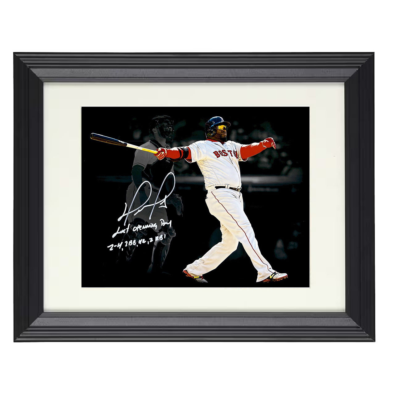 David Ortiz - Last Opening Day Swing 8x10 black beveled framed baseball wall art