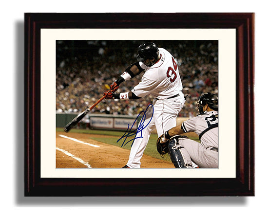 David Ortiz - Signature Swing Close - Up Baseball Wall Art 8x10 Beveled Frame wall art print – Baseball Wall Art decor