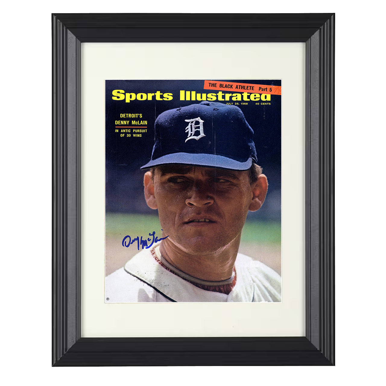 Denny McLain - Detroit Baseball 1968 SI Cover 8x10 black beveled framed baseball wall art