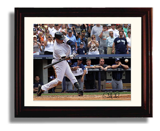 Derek Jeter - Batting With Ball Visible Baseball Wall Art 8x10 Beveled Frame wall art print – Baseball Wall Art decor