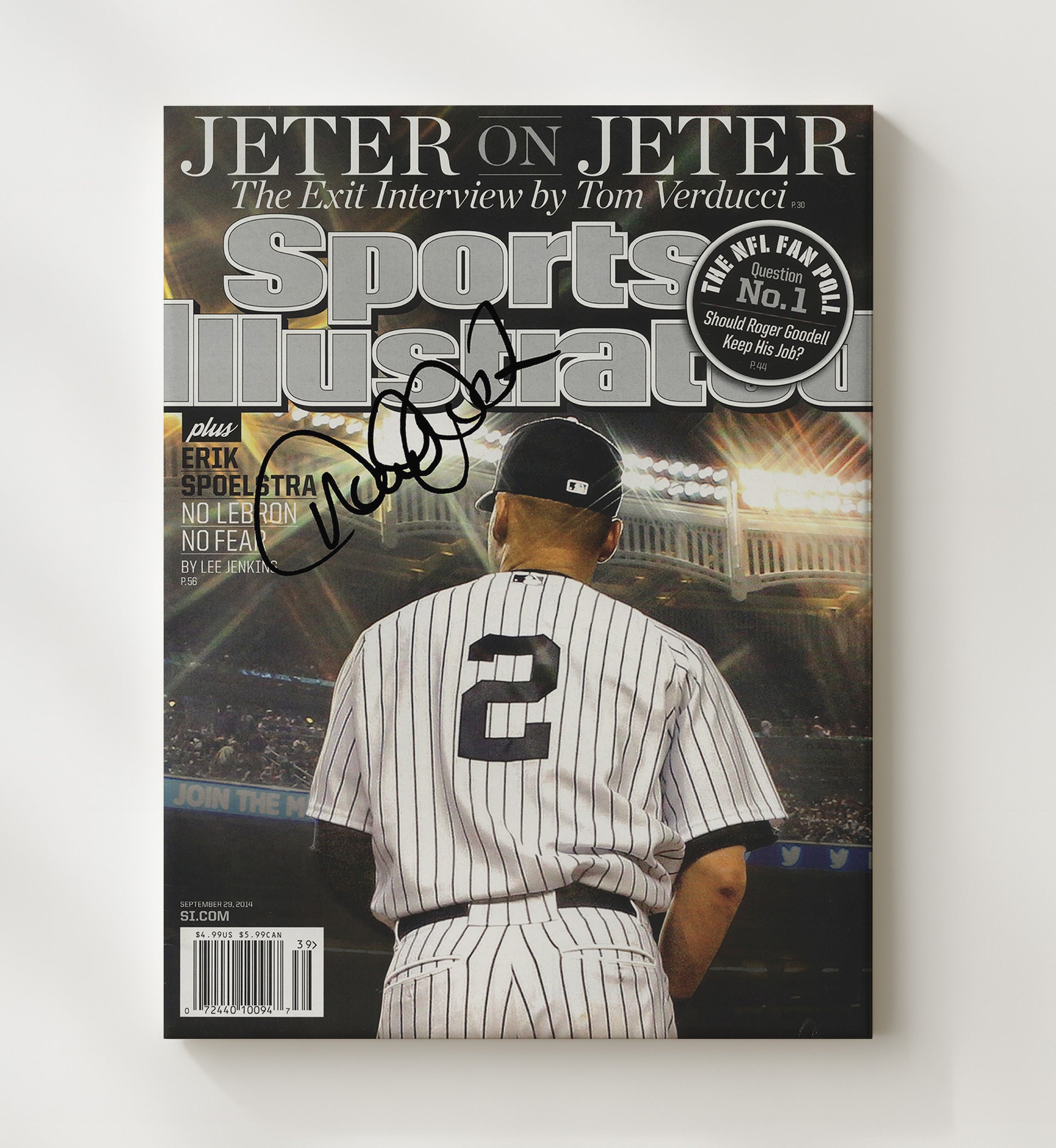 Derek Jeter - Exit Interview SI Cover 2014 Baseball Wall Art 20x24 Canvas wall art print – Baseball Wall Art decor