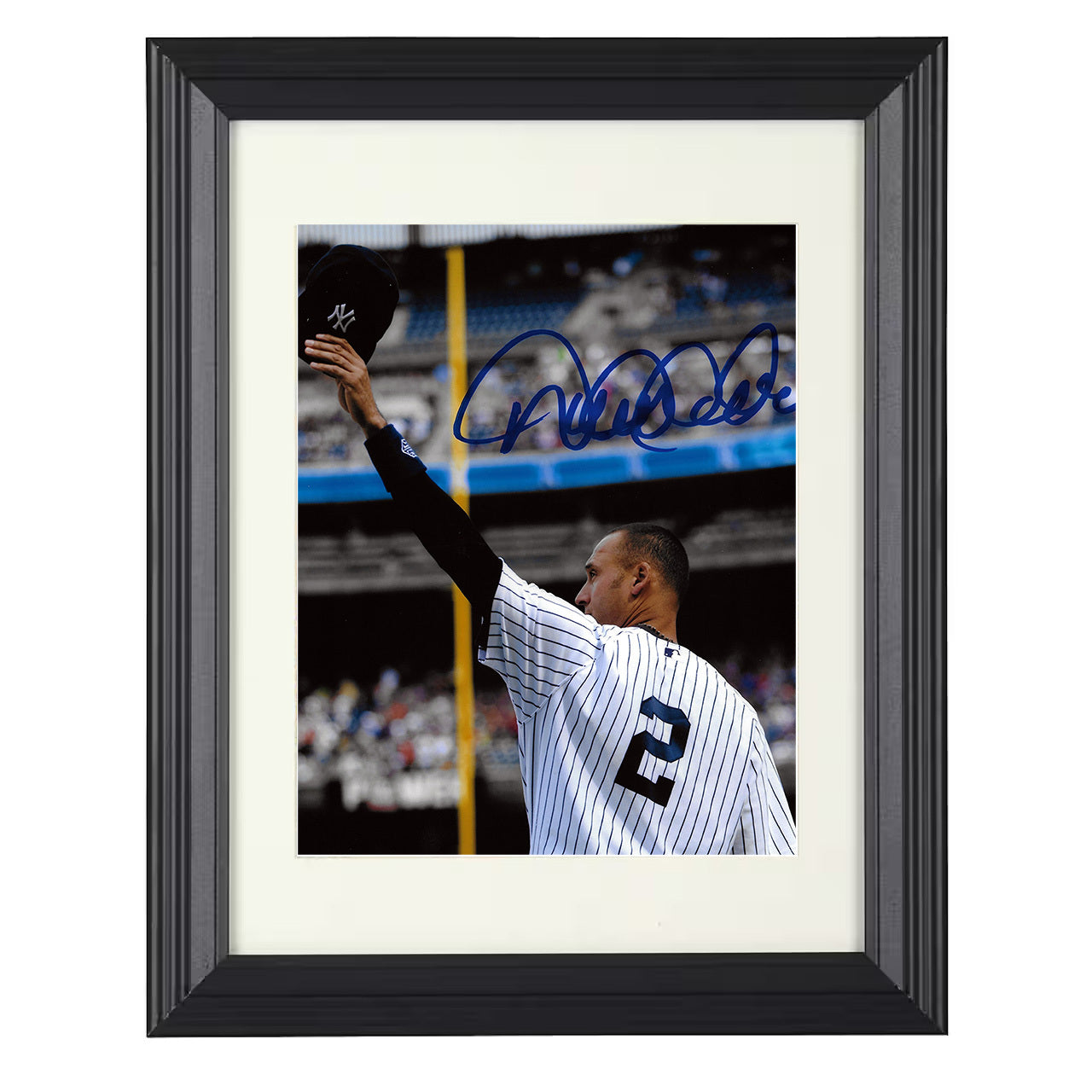 Derek Jeter - New York Baseball Captain Acknowledging Crowd 8x10 black beveled framed baseball wall art
